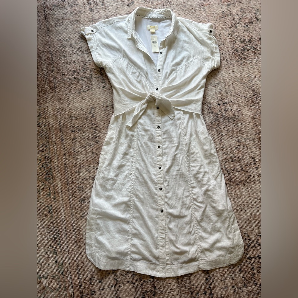 Maeve Anthropologie White Knee Length Dress NWT